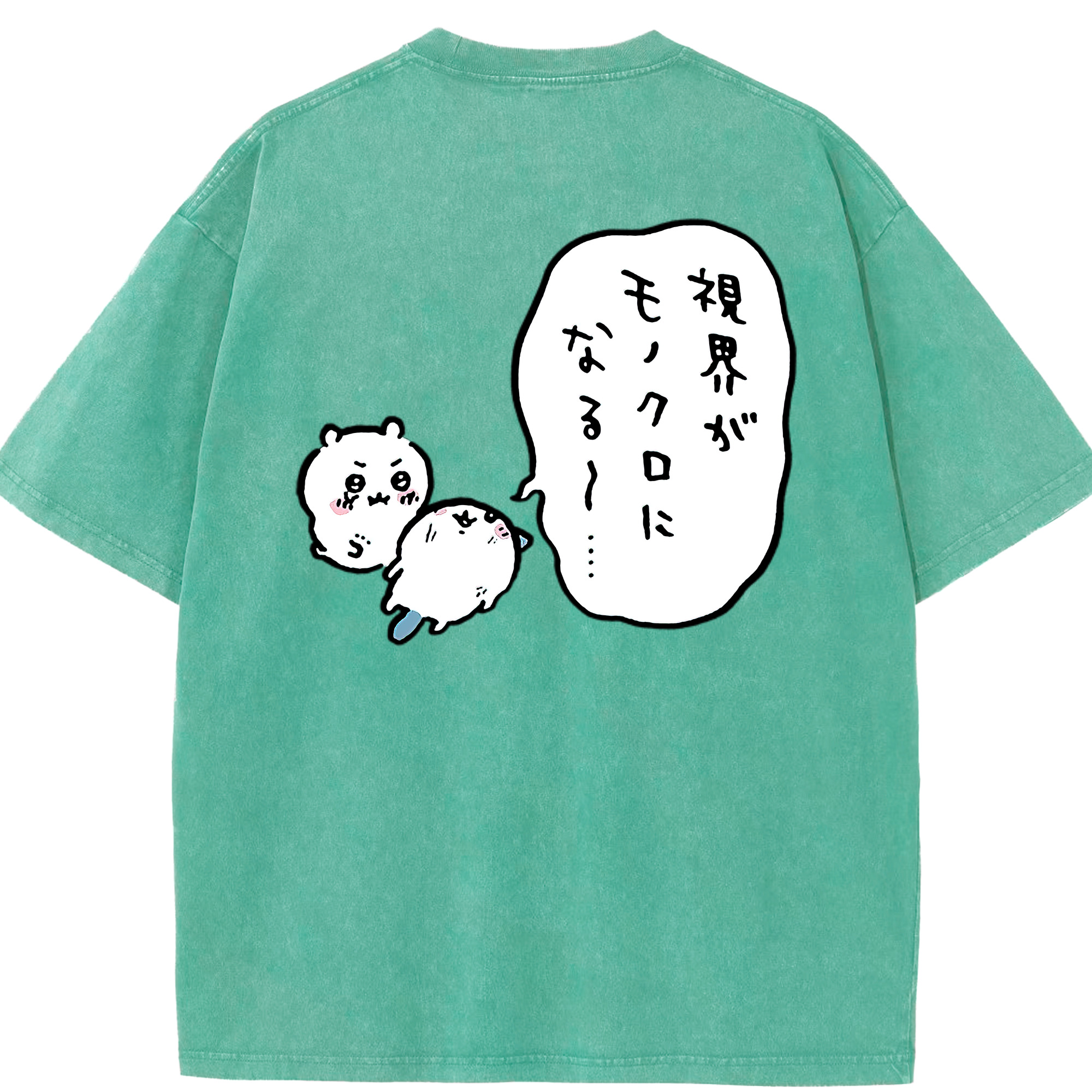 （画像用） ちいかわ ちいかわ Chii-kawa chiikawa 綿100% ヴィンテージ風 半袖Tシャツ（背面プリント）